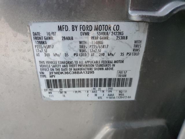 2FMDK36C38BA13295 - 2008 FORD EDGE SE GRAY photo 12