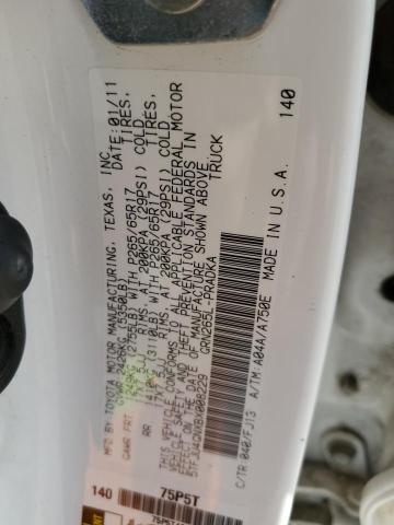 5TFJU4GNXBX008229 - 2011 TOYOTA TACOMA DOUBLE CAB PRERUNNER WHITE photo 12