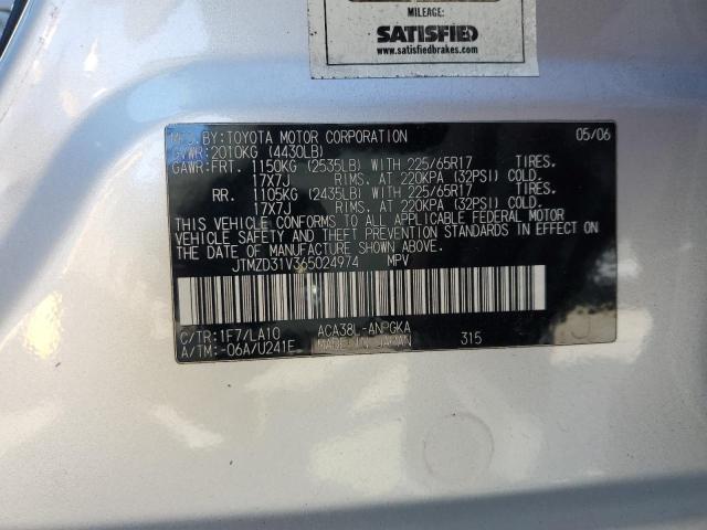 JTMZD31V365024974 - 2006 TOYOTA RAV4 LIMITED SILVER photo 13