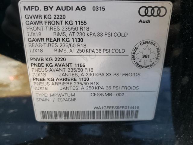 WA1GFEFS9FR014416 - 2015 AUDI Q3 PRESTIGE BLACK photo 13