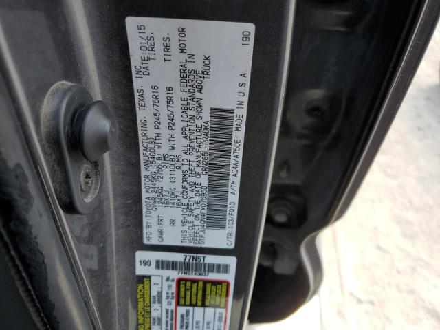 5TFJU4GN4FX075950 - 2015 TOYOTA TACOMA DOUBLE CAB PRERUNNER GRAY photo 12