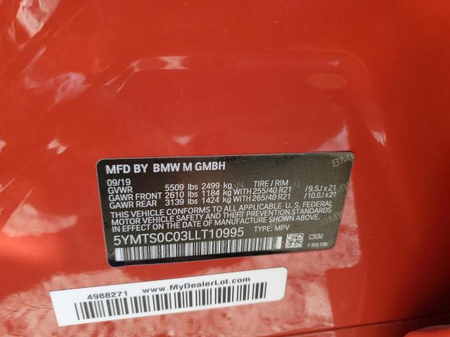 5YMTS0C03LLT10995 - 2020 BMW X3 M COMPETITION Rot Foto 13