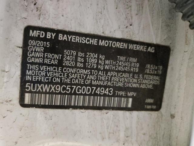 5UXWX9C57G0D74943 - 2016 BMW X3 XDRIVE28I WHITE photo 12