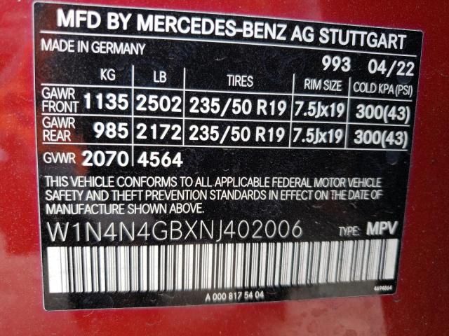 W1N4N4GBXNJ402006 - 2022 MERCEDES-BENZ GLA 250 RED photo 13