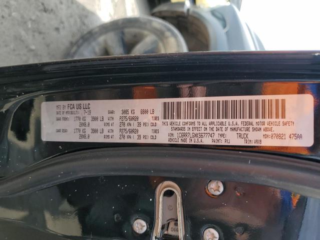 1C6RR7LGXKS677747 - 2019 RAM 1500 CLASS SLT 黑色 照片 12