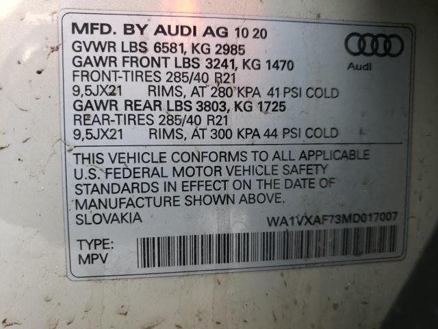 WA1VXAF73MD017007 - 2021 AUDI Q7 PRESTIGE CREAM photo 13