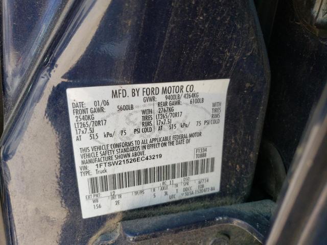 1FTSW21526EC43219 - 2006 FORD F250 SUPER DUTY BLUE photo 12