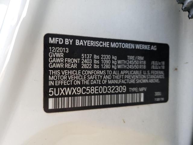 5UXWX9C58E0D32309 - 2014 BMW X3 XDRIVE28I WHITE photo 13