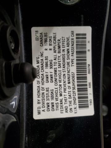 2HGFC2F56JH543657 - 2018 HONDA CIVIC LX BLUE photo 13