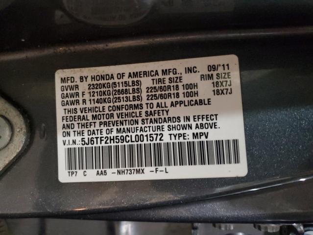 5J6TF2H59CL001572 - 2012 HONDA CROSSTOUR EXL ვერცხლისფერი ფოტო 12