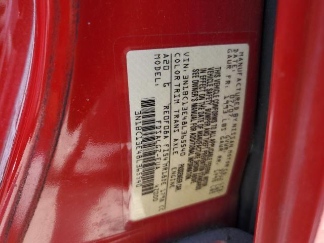 3N1BC13E48L365540 - 2008 NISSAN VERSA S RED photo 12