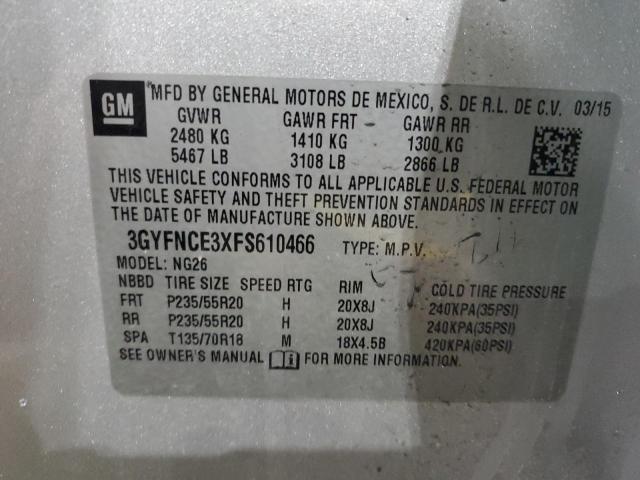 3GYFNCE3XFS610466 - 2015 CADILLAC SRX PERFORMANCE COLLECTION SILVER photo 13