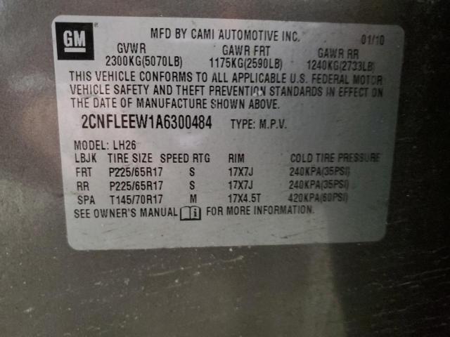 2CNFLEEW1A6300484 - 2010 CHEVROLET EQUINOX LT GRAY photo 14