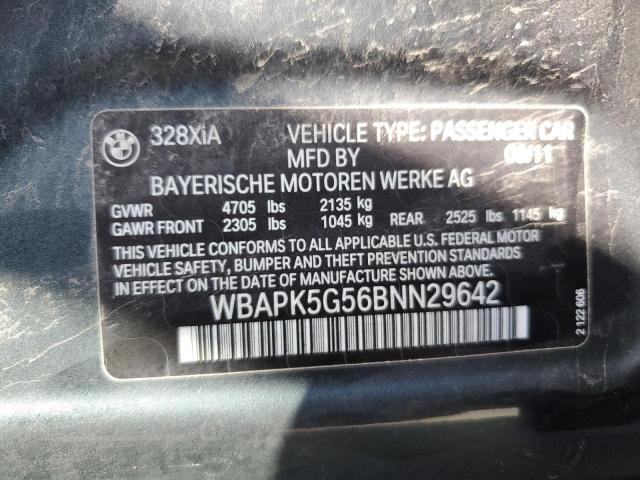 WBAPK5G56BNN29642 - 2011 BMW 328 XI SULEV GRAY photo 12