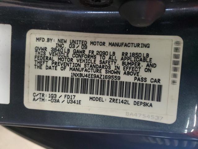 1NXBU4EE9AZ169559 - 2010 TOYOTA COROLLA BASE GRAY photo 13