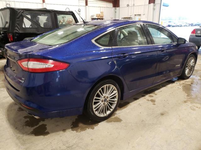 3FA6P0LU0ER136260 - 2014 FORD FUSION SE HYBRID BLUE photo 3