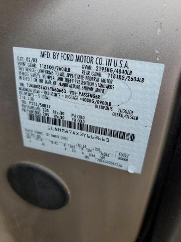 1LNHM87AX3Y663663 - 2003 LINCOLN LS Bej foto 12