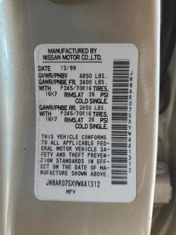JN8AR07SXYW441312 - 2000 NISSAN PATHFINDER LE 棕色 照片 12
