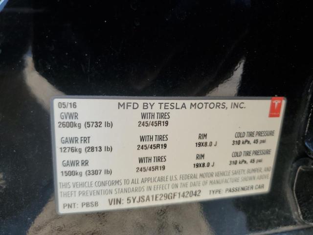 5YJSA1E29GF142042 - 2016 TESLA MODEL S გრაფიტი ფოტო 12