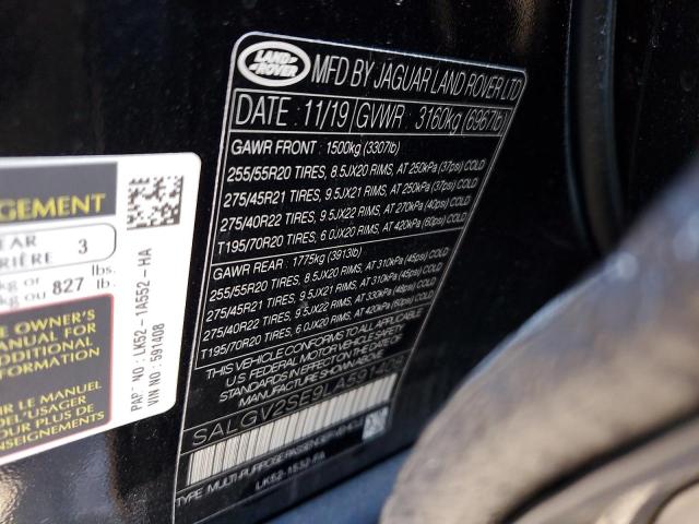 SALGV2SE9LA591408 - 2020 LAND ROVER RANGE ROVE AUTOBIOGRAPHY BLACK photo 12