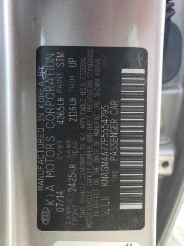 KNAGM4A77F5554795 - 2015 KIA OPTIMA LX SILVER photo 13