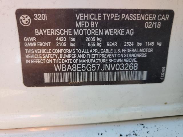 WBA8E5G57JNV03268 - 2018 BMW 320 XI WHITE photo 12