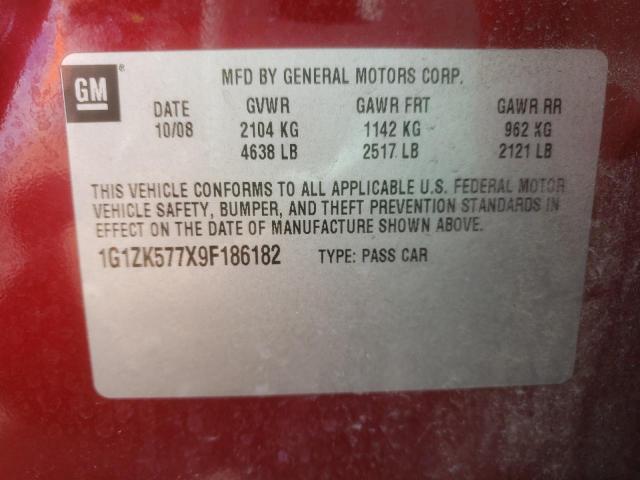 1G1ZK577X9F186182 - 2009 CHEVROLET MALIBU LTZ წითელი ფოტო 12