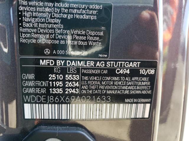 WDDEJ86X69A021633 - 2009 MERCEDES-BENZ CL 550 4MATIC GRAY photo 12