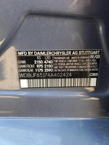 WDBUF65J74A402424 - 2004 MERCEDES-BENZ E 320 BLUE photo 12