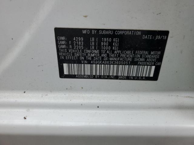 4S3GKAB63K3605051 - 2019 SUBARU IMPREZA WHITE photo 12