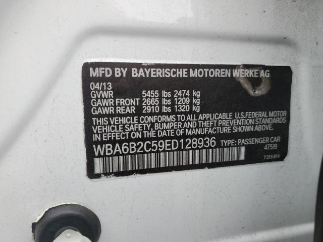 WBA6B2C59ED128936 - 2014 BMW 650 I GRAN COUPE WHITE photo 12