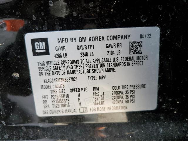 KL4CJASM3NB537824 - 2022 BUICK ENCORE PREFERRED Қара фото 13