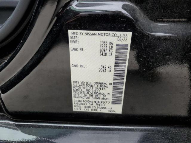 1N4BL4CV0NN400977 - 2022 NISSAN ALTIMA SR BLACK photo 12