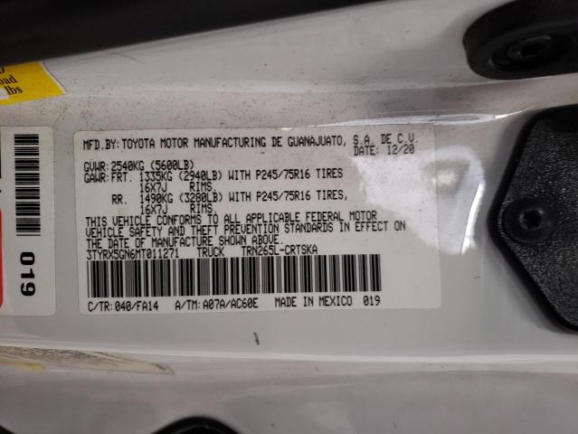 3TYRX5GN6MT011271 - 2021 TOYOTA TACOMA ACCESS CAB WHITE photo 12