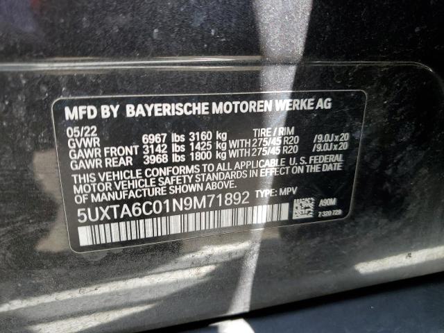 5UXTA6C01N9M71892 - 2022 BMW X5 XDRIVE45E CHARCOAL photo 13
