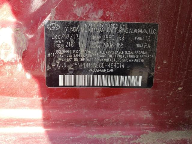 5NPDH4AE8EH464014 - 2014 HYUNDAI ELANTRA SE RED photo 12