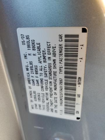 1HGCM72377A017997 - 2007 HONDA ACCORD LX SILVER photo 13