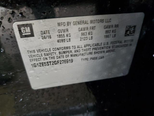 1G1ZE5ST2GF276919 - 2016 CHEVROLET MALIBU LT BLACK photo 12