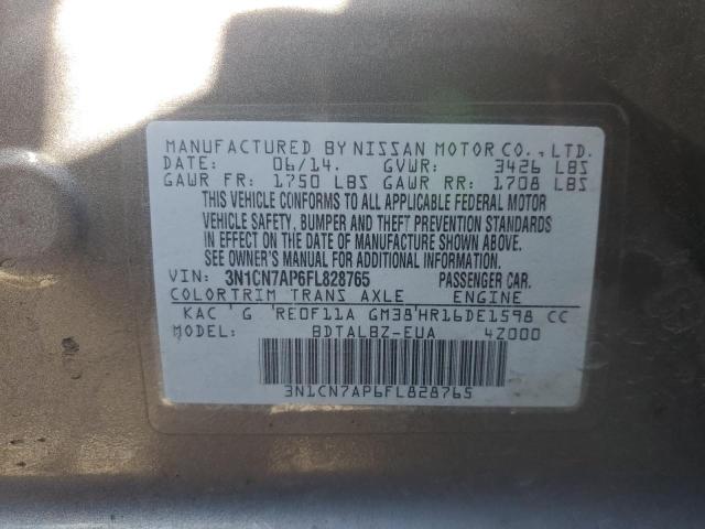 3N1CN7AP6FL828765 - 2015 NISSAN VERSA S GRAY photo 12