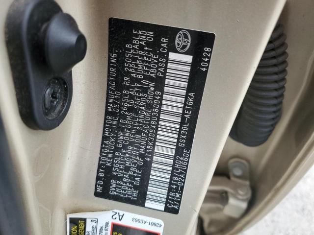 4T1BK3DBXBU380049 - 2011 TOYOTA AVALON BASE TAN photo 12