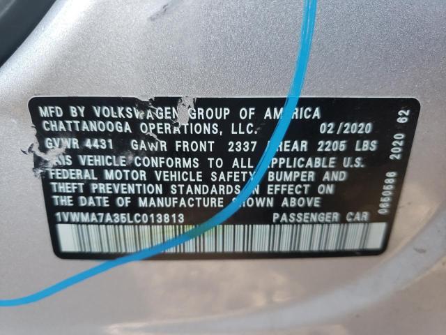 1VWMA7A35LC013813 - 2020 VOLKSWAGEN PASSAT R-LINE ვერცხლისფერი ფოტო 12