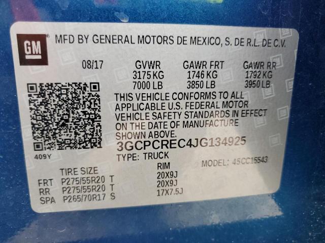 3GCPCREC4JG134925 - 2018 CHEVROLET SILVERADO C1500 LT BLUE photo 13