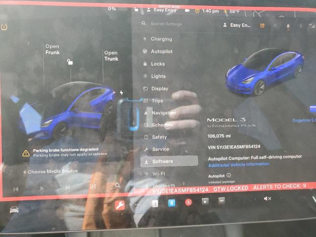 5YJ3E1EA5MF854124 - 2021 TESLA MODEL 3 BLUE photo 9
