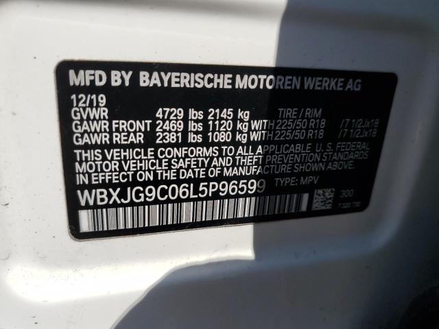 WBXJG9C06L5P96599 - 2020 BMW X1 XDRIVE28I WHITE photo 12