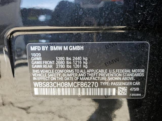 WBS83CH08MCF86270 - 2021 BMW M5 BLACK photo 12