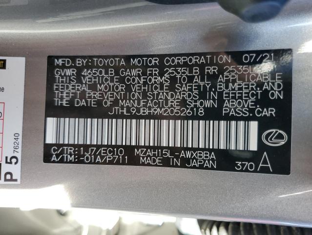 JTHL9JBH9M2052618 - 2021 LEXUS UX 250H GRAY photo 14