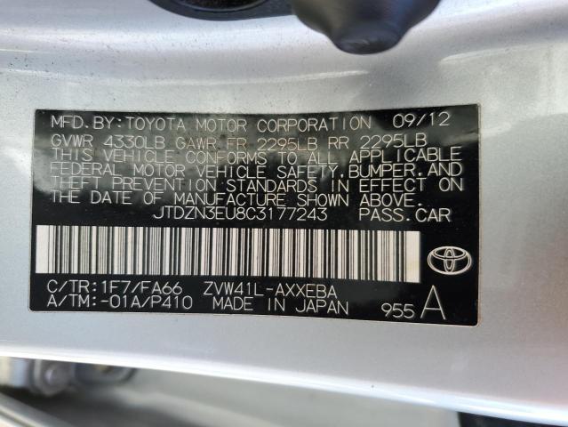 JTDZN3EU8C3177243 - 2012 TOYOTA PRIUS V SILVER photo 12