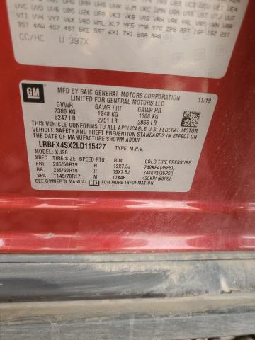 LRBFX4SX2LD115427 - 2020 BUICK ENVISION PREMIUM II Կարմիր լուսանկար 13