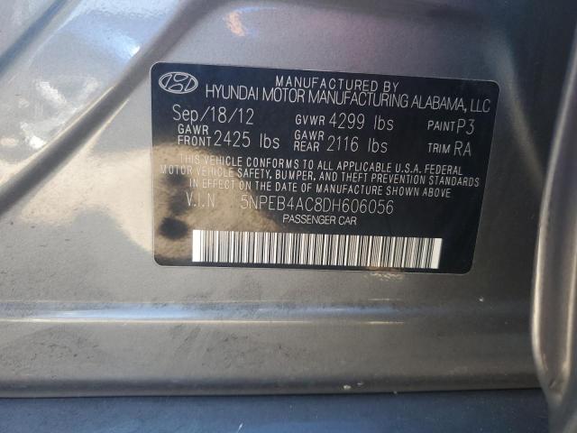 5NPEB4AC8DH606056 - 2013 HYUNDAI SONATA GLS GRAY photo 13