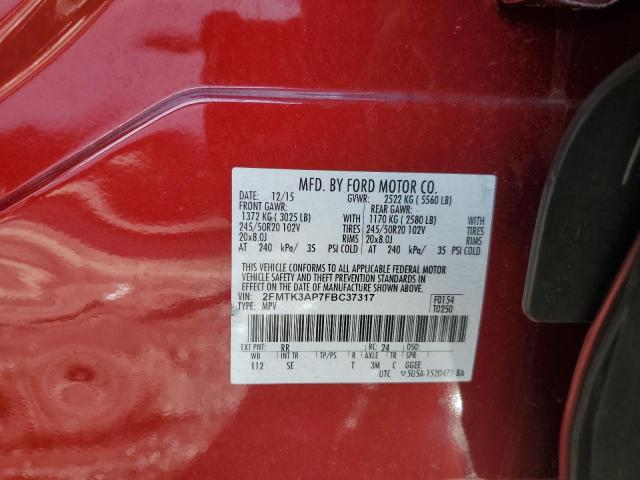 2FMTK3AP7FBC37317 - 2015 FORD EDGE SPORT RED photo 14